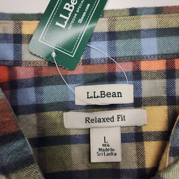 L.L.Bean Plaid Flannel Shirt Relaxed Fit Cotton Multicolor Outdoor Women's L - Picture 7 of 10